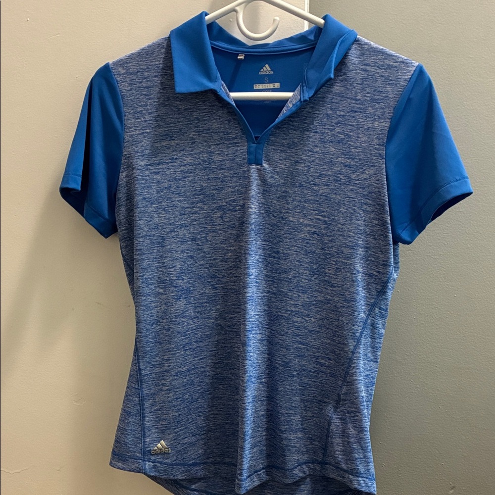 adidas Heathered Royal Blue Short-Sleeve Golf Polo